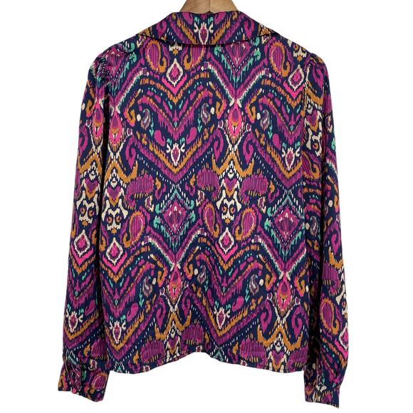 SHEIN FRENCHY Unique Statement Colorful Button Down Blouse Large Multicolor Bold - Picture 2 of 4